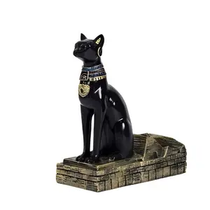Anubis Egyptian Cat Wine Rack Decoration, High-End Resin Wine Shelf, Hand-Painted Art Piece for Bar Counter, Living Room Display
