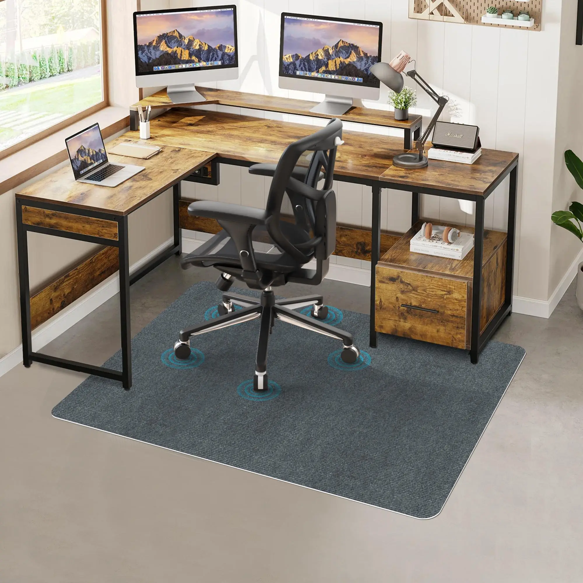 Office Chair Mat for Hardwood & Tile Floor, Anti-slip Runner Rug Computer Gaming Rolling Chair Mat, Under Desk Rug for Home Office, Area Rug, Home Dec