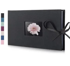 Small Photo Album 4x6, Picture Album Holds 24 Horizontal Photos, Linen Fabric Cover Picture Book for Photos with Front Window, Mini Brag Book Photo Books for Weddings Family Boudoir Decor Gift