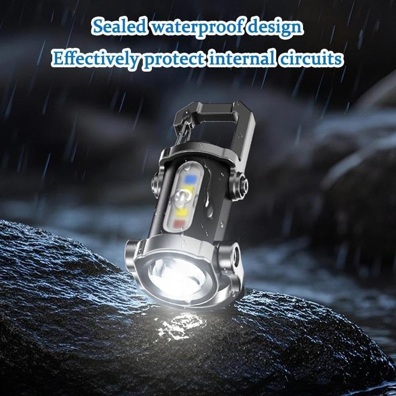 Portable Rechargeable Bright Keychain Flashlight Phone Charger, Mini Keychain Flashlight, 7 Modes, 1200 Lumens EDC Waterproof Keychains Flashlight (4PCS)