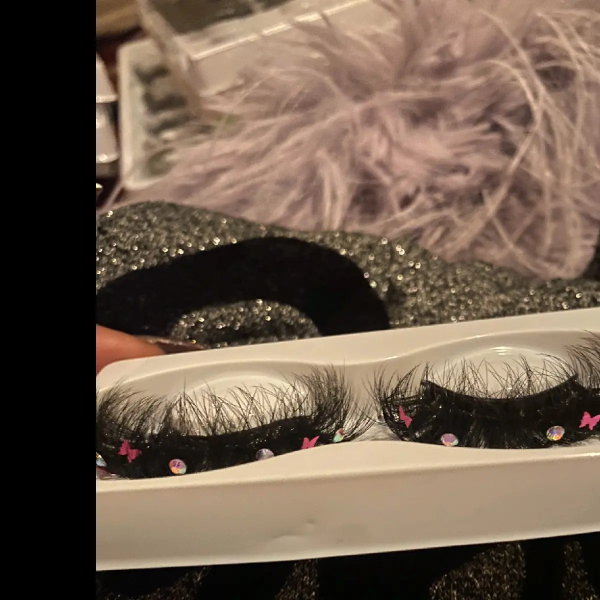Dramatics#1 Butterfly Diamond Design on Fluffy Lashes - False Eyelashes for Makeup and Cosmetic Use