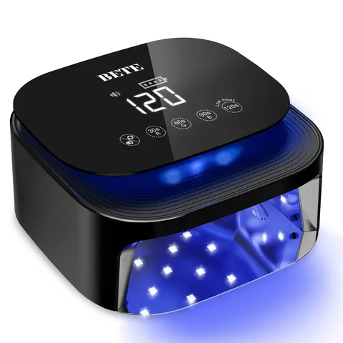 Cordless UV Nail Lamp 60W – Fast Curing LED Dryer, Smart Sensor, 4 Timers, 30 Beads, Removable Magnetic Base + Mirrored Ambience Light for Gel Polish, Nail Art Tools, Manicure Salon Accessories