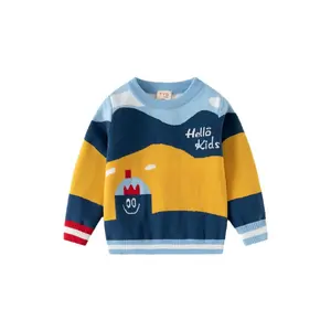 Boys' Chunky Knit Sweater - Thickened Winter Warmth with Double-Layered Insulation, Soft Stretchy Knit Fabric, Long Sleeve Round Neck Pullover for Indoor/Outdoor Play |     Cozy Casual Sweater for & Kids (Easy Overhead Design)