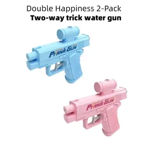 PrankGun Double Happiness 2-Pack Two-way Trick Water Gun Creative Double-sided Reverse Water Spray Mini Toy for Couples Fun Water Fight Automatic Squirt Watergun Handheld Pneumatic Blasting Waterblaster