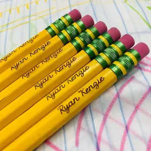 Dixon Ticonderoga Number 2 Yellow Pencils - Engraved and Personalized (6 Pack)