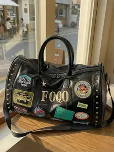 Trendy Embroidered Travel Bag, Fashionable Handheld Short Trip Weekender Bag Large Capacity Gym Bag, Unisex Lightweight Luggage for Outdoor Travel