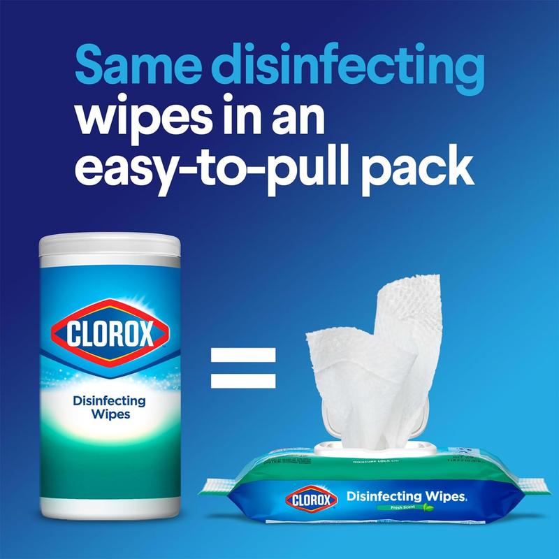 Clorox Disinfecting Wipes, Bleach Free Cleaning Wipes, Household Essentials, Fresh Scent, Moisture Seal Lid, 75 Wipes, Pack of 3 (New Packaging) Clorox