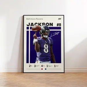 Football PosterLamar Jackson Poster, Baltimore Ravens Poster, NFL Poster, Sports Poster, NFL Fans, Football Poster, NFL Wall Art, Sports Bedroom Posters