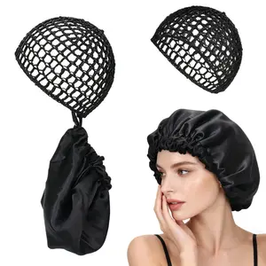 Reversible Satin Sateen Hair Wrap & Net Duo, Adjustable Detachable Hair Bonnet Cap for Daily Haircare, Frizz Control & Heatless Styling, Handmade, Best Mothers Day Gift, summervibes