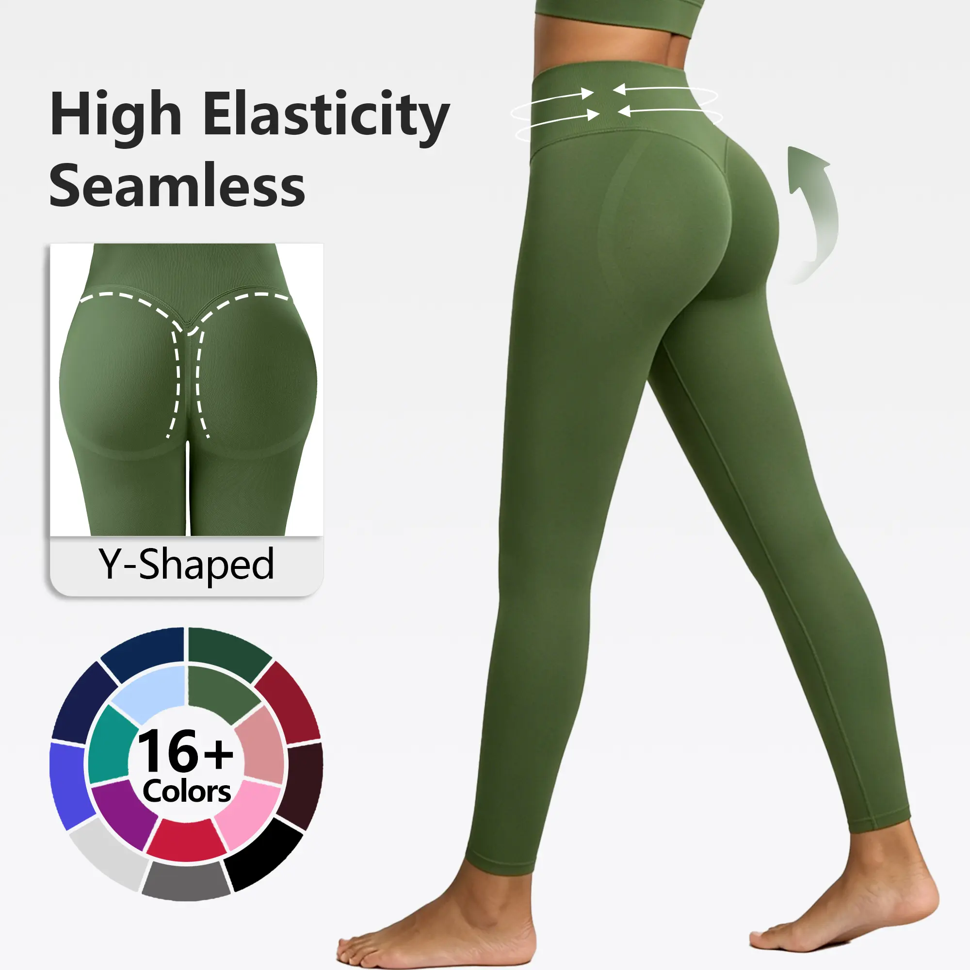 SUOVADUN Women’s High Waisted Seamless Leggings, No Front Seam Stretch Workout Pants, Y-Shaped Back Design for Yoga, Gym, Running and Daily Wear CK8003