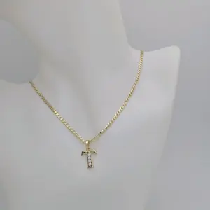 Unisex Cuban Non-Natural Crystal Necklace Set - Inicial #808 Pendant and #196 Thin Chain