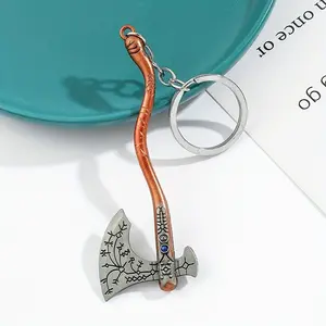1/20pcs Fashionable Zinc Alloy Axe Keychain | Unplated Bronze Miniature Axe Keyring, Non-Braided Accessory for Men and Boys, Ideal Gift