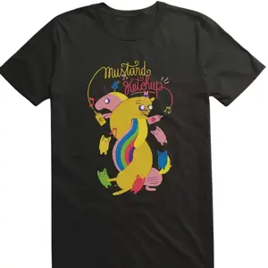 Adventure Time Mustard And Ketchup Funny T-Shirt - Vintage Graphic Tee – Menswear & Womenswear – Streetwear Tops – Casual Cotton Crewneck Shortsleeve T-shirt