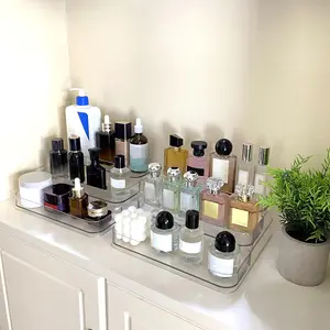 3-Tier Clear Acrylic Perfume Organizer - Sturdy Shelf for Lotion Skincare Spice Vitamins Medicine Bottles - Kitchen Bathroom Countertop Storage Rack