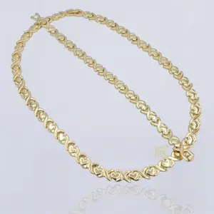 Women's 14k gold-plated choker set with XOXO-style bracelet