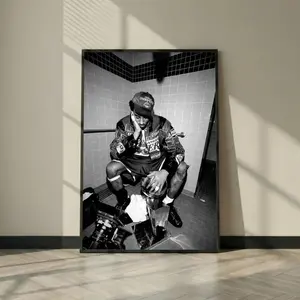 Kobe Bryant Championship Poster, Black and White Basketball Wall Art, Iconic Sports Photo Print, Man Cave Decor, Gifts for Fan