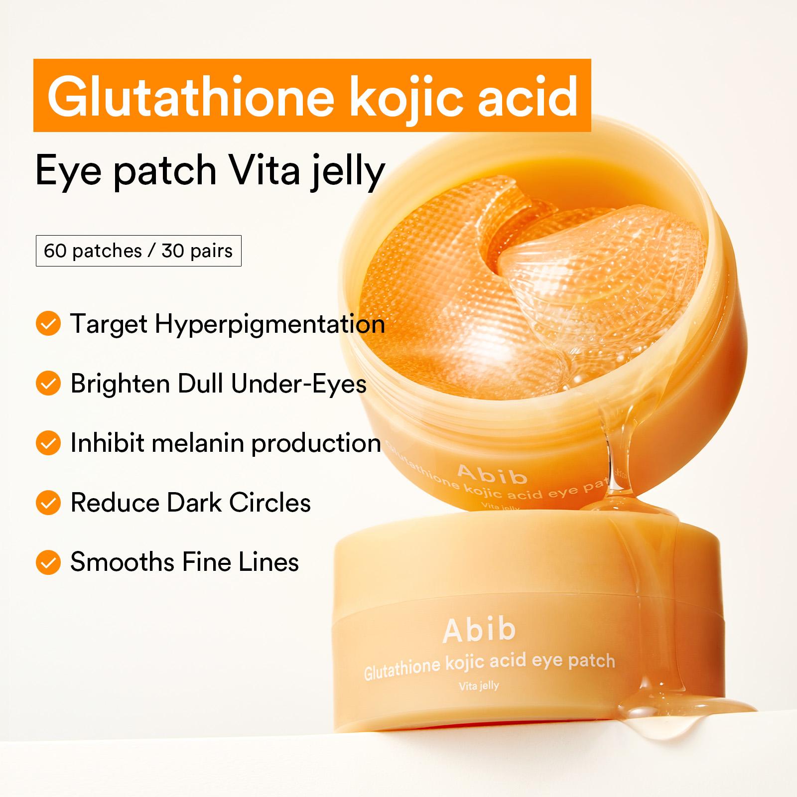 [Abib official]  Glutathione Kojic Acid Eye Patch(60 patches) | Easy Under Eye Care for hyperpigmentation, dull & tired eyes, under-eye discoloration, dark circles | Glutathione, Kojic Acid & Tumeric, Ceramide, Vitamin C & Nicacinamide