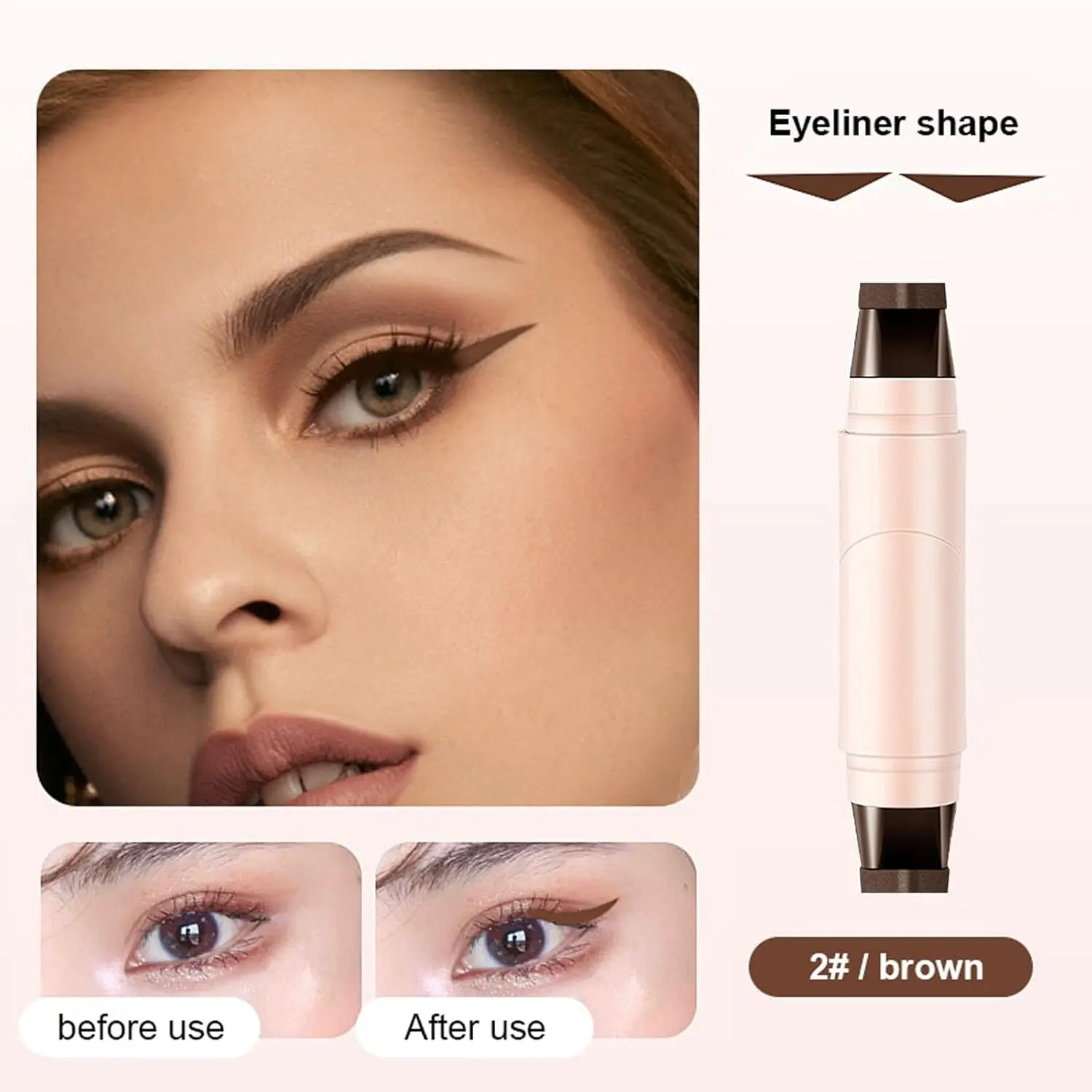 Rotating Dual-Head Silicone Stamp Liquid Eyeliner Pen, Waterproof Smudge-Proof Transfer-Proof Quick-Dry, Beginner-Friendly Easy Eye Makeup for Busy Mornings & Special Occasions, Back to School Cat Eye Tool