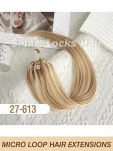 Human Hair Microlink Human Hair, Microwaveable, Pre-Looped, Seamless Micro Loop Extensions, Y Straight, Invisible Bead for Women, Natural Appearance