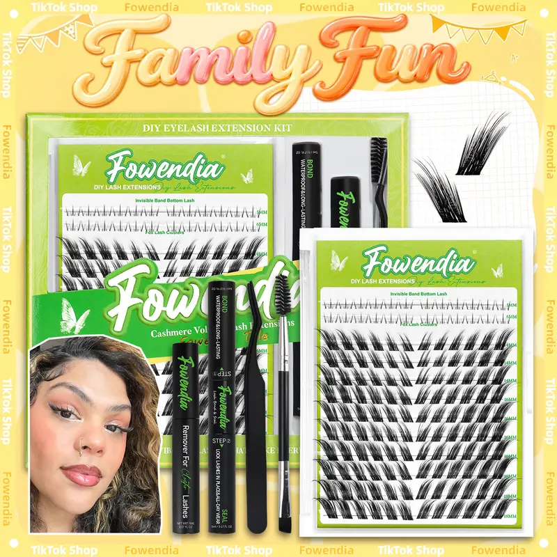 Fowendia Lashes Fox Cat Foxeyelash Eye | Waterproof Lash Clusters Kit C/D Curl DIY Extension Kit and Lash Clusters 8-18mm with Bond, Seal, Remover | Super Fine Invisible Band Lashes, Glue-Free Cat Eyelashes Lower Extensions dealsforyoudays