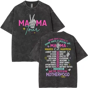 Casual Washed T - Shirt for Moms: Fun Typography and Cool Graphics Highlighting the Multifaceted Life of Motherhood