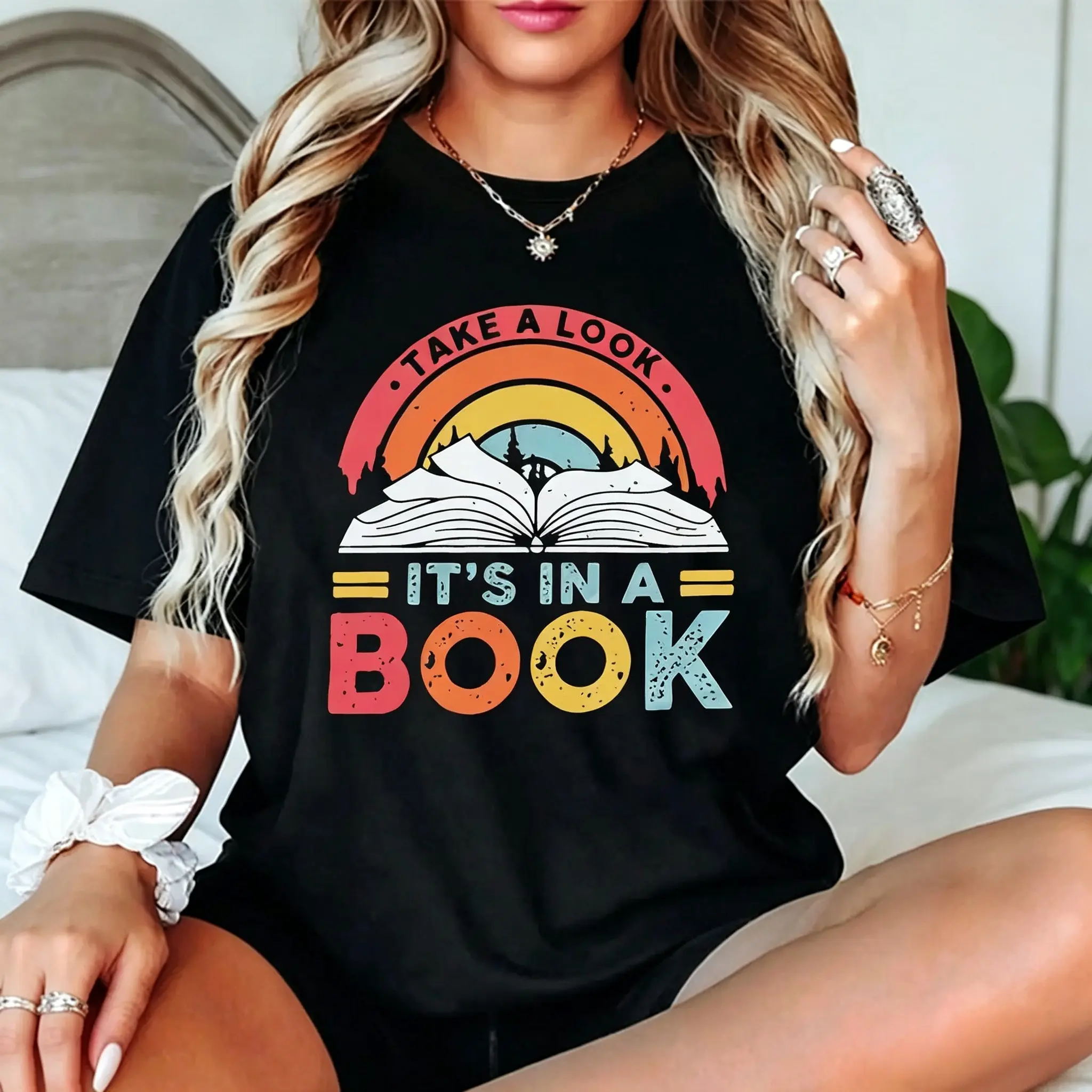 Take A Look It's In Book T Shirt Bookish Merch Reading Literature Lover Librarian Long Or Short Sleeves