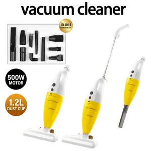 500W Corded Stick Vacuum Cleaner, 10 Accessories, 15KPa Powerful Suction, 2-in-1 Lightweight Handheld Vacuums with HEPA Filter, Quiet Portable Dust Buster for Hard Floors, Pet Hair, Yellow Detachable