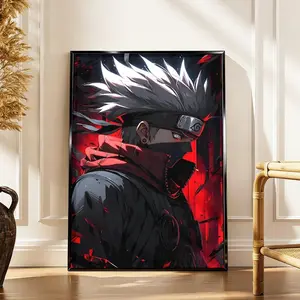 Kakashi Hatake Naruto Shippuden Red Dark Cyber Canvas Poster, Anime Wall Art For Boys Gaming Bedroom Dorm