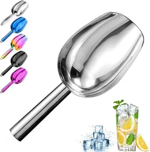 Metal Ice Scoop，Kitchen Ice Scooper for Ice Maker,Stainless Steel Small Ice Scooper for Freezer，Kitchen Gadgets Cookie Flour Pet Dog Food Scoop (silver, 3oz)
