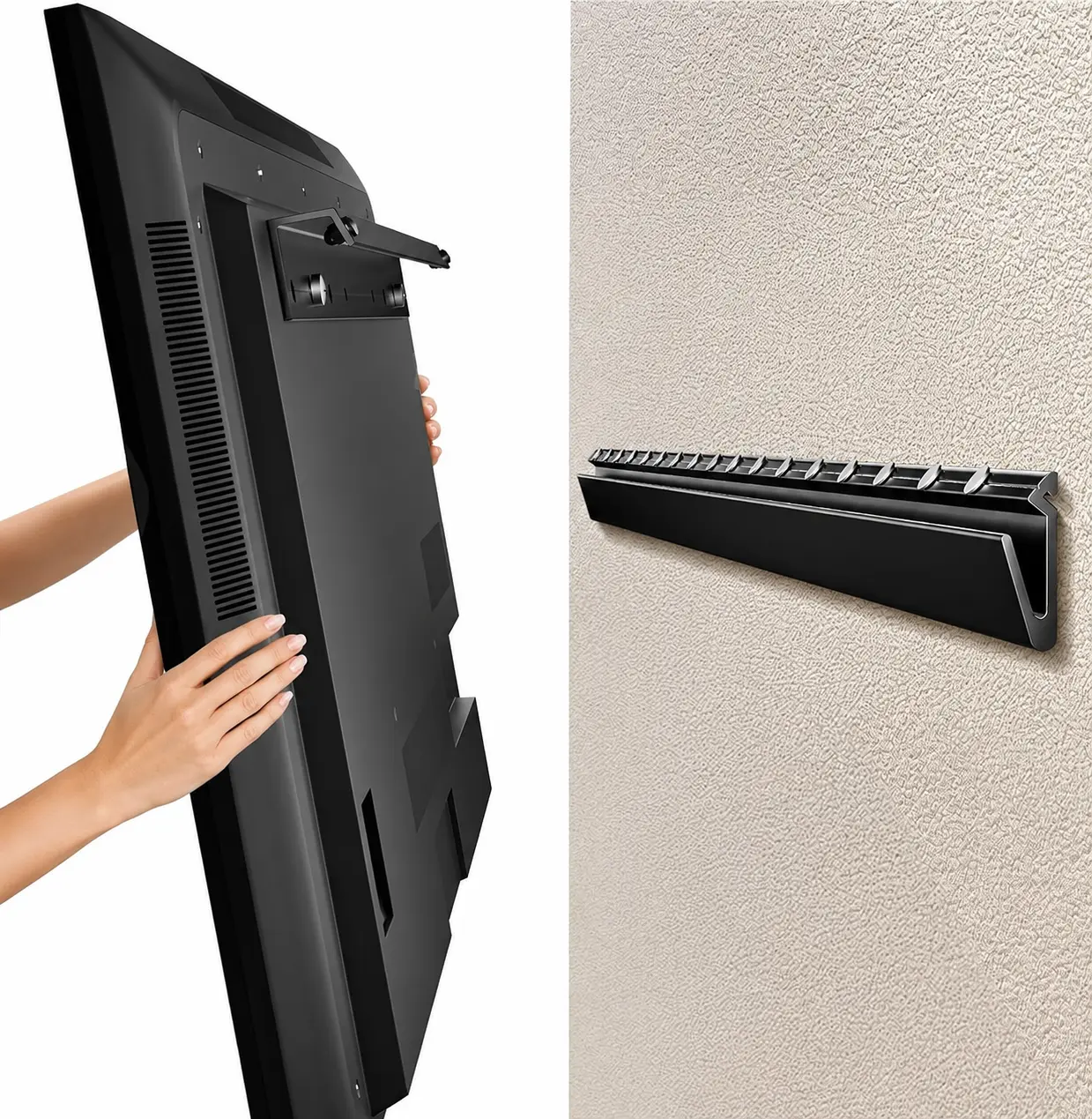 Auoace No Drill Drywall TV Mount, 22 to 55 Inch Studless TV Wall Mount, 0.63” Low Profile TVs Bracket, Holds 100 lbs, Easy Installation, Fit Most 32+ 40+ 43+ 50+ 55 Smart Televisions