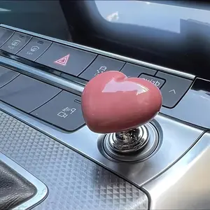 Women Heart-Shaped Car Push to Start Button Rocker,Automotive One-Touch Start Button Starter Cover Decorative Accessories, Car One Button Start Lever Car Engine Start Stop , Button Joystick (pink)