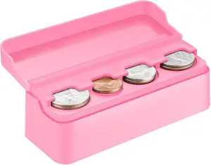 Coin Holder for Car, Coin Change Organizer Compatible with Coins of Different Sizes, Dash-Mounted Holder Suitable for Most Cars, Trucks(Pink)