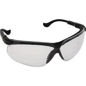 UVEX +2, Clear Lenses, Scratch Resistant, Framed Magnifying Safety Glasses UV Protection, Adjustable Temples, Black Polycarbonate Frame, ANSI Z87.1-2003 S3762