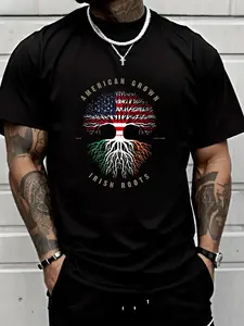 American Grown Irish Roots Ireland Flag 100% Cotton Unisex T-shirt Suitable for All Seasons