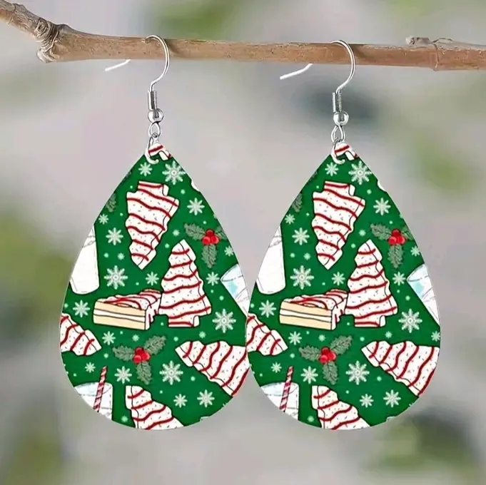 Little Debbie tree cake tear drop earings Female