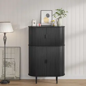 Sideboard Coffee Bar Modern Credenza Cabinet with Fluted Panel 2 Doors for Kitchen, Dining Room, Living Room storage  cabinets