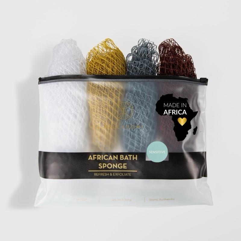 4 Pack African Exfoliating Net Sponge Bundle, Best Value for Sensitive Skin, Ethically Sourced From Nigeria, bath sponge