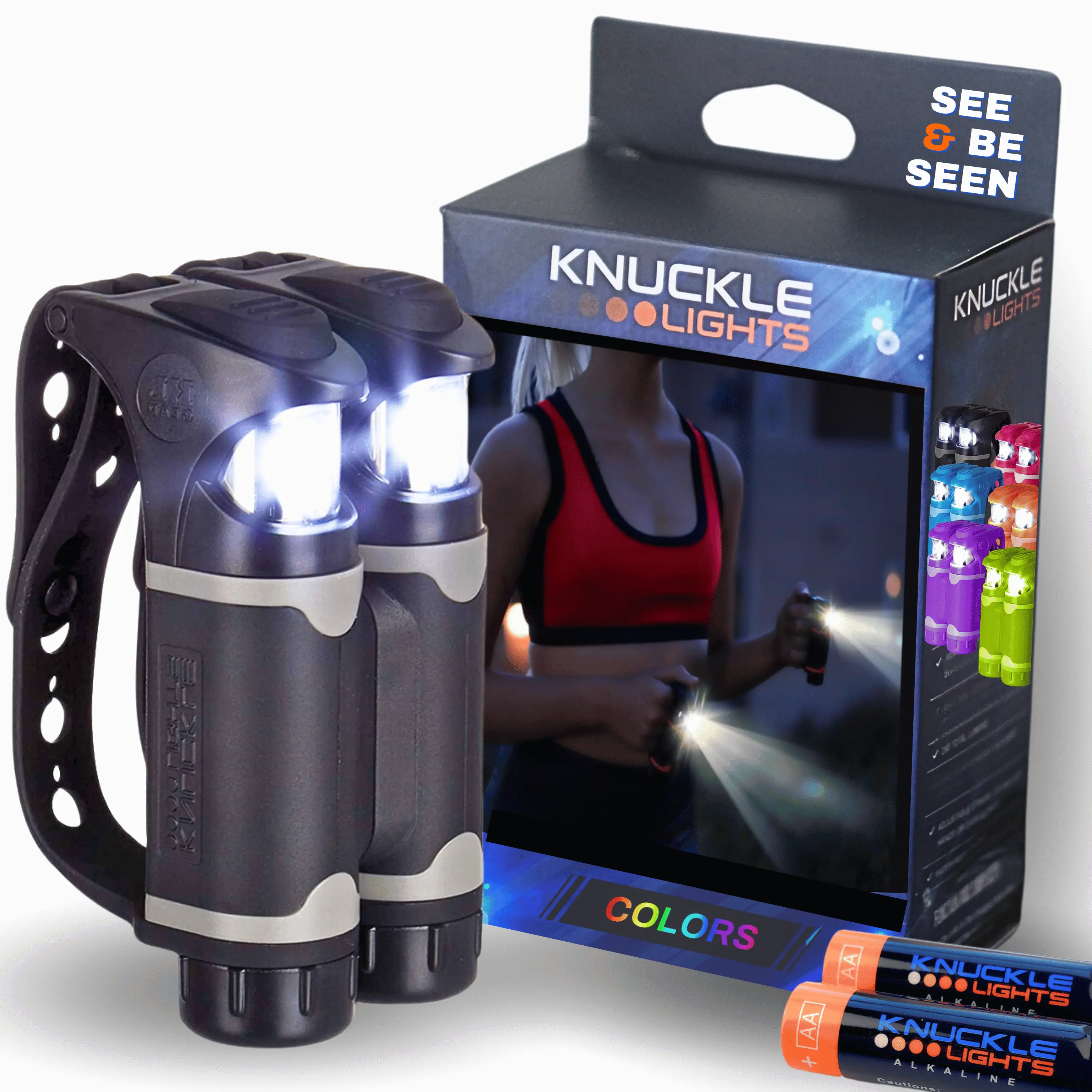 Essential Running Gear in the Dark - Knuckle Lights Colors for Joggers, Walkers, & Hikers