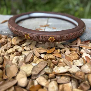 15” sunflower tooled leather steering wheel cover