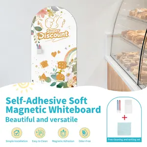 Aesthetic Floral Magnetic Arch-shaped Decal Contact Paper 50cm*90cm, Peel and Stick Wall Self-adhesive Magnetic Wall Panel Stickers, suitable for peel and stick magnetic contact paper rolls in homes, schools, restaurants, cafes, and offices