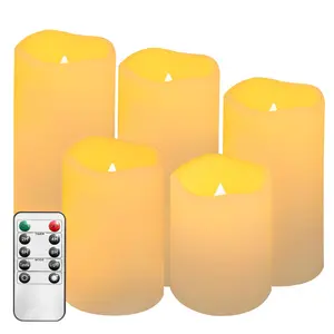 AA Battery Powered LED Candle Light Waterproof Electric LED Candle with Remote Control & Timer, Decorative Atmosphere Lamp Flameless Candle Light for Home Nightstand Led Lights Home Decoration Lamp (without Battery)