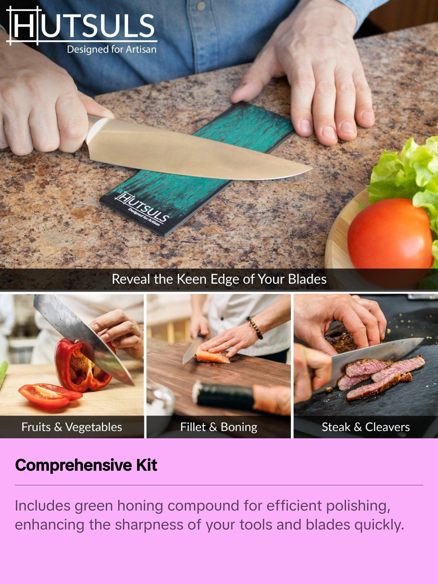 Hutsuls Black Leather Strop with Compound - Stropping Kit, Green Honing Compound & Vegetable Tanned Two Sided Leather Strop Knife Sharpener Hutsuls Black Leather Strop with Compound - Stropping Kit, Green Honing Compound & Vegetable Tanned Two Sided Leather Strop Knife Sharpener