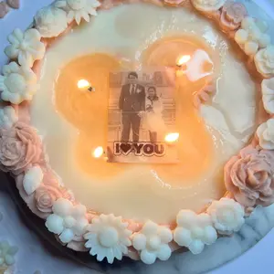 Birthday cake secret photo message candle