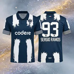 93# Sergid Ramos 2025 Rayados Monterrey Home Short Sleeve Soccer Jersey Fans Version Breathable