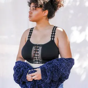 Boho Eye Lace Applique Bralette Plus Size