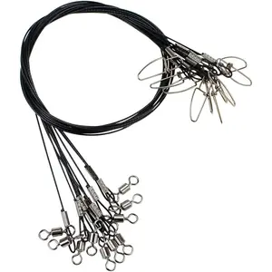 20 Pcs 19inch Heavy Duty Stainless Steel Fishing Wire Leaders Over 100Lb with Swivels and Snaps
