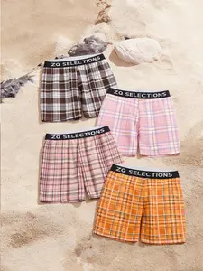 Y2K Retro Plaid Men's Boxer Briefs, Ultra-Soft Vintage Underwear, Breathable Comfort, Streetwear Aesthetic, All Seasons Fashion