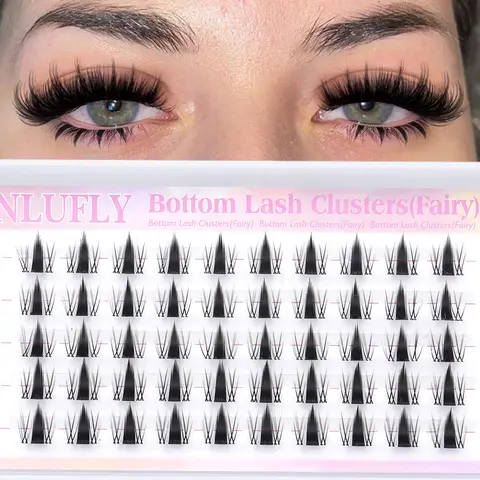 Zanlufly Separated False Eyelash Set - Cosmetic Eyelash Extension, C Curl 0.05 mm Dense Plastic Soft Cluster Lashes, 8mm Bottom Lash Clusters, Doll-Like Fairy Invisible Band, Thin Option for Adults' At-Home Natural Glam Makeup