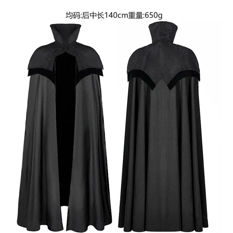 Stand up collar, buckle, black cloak