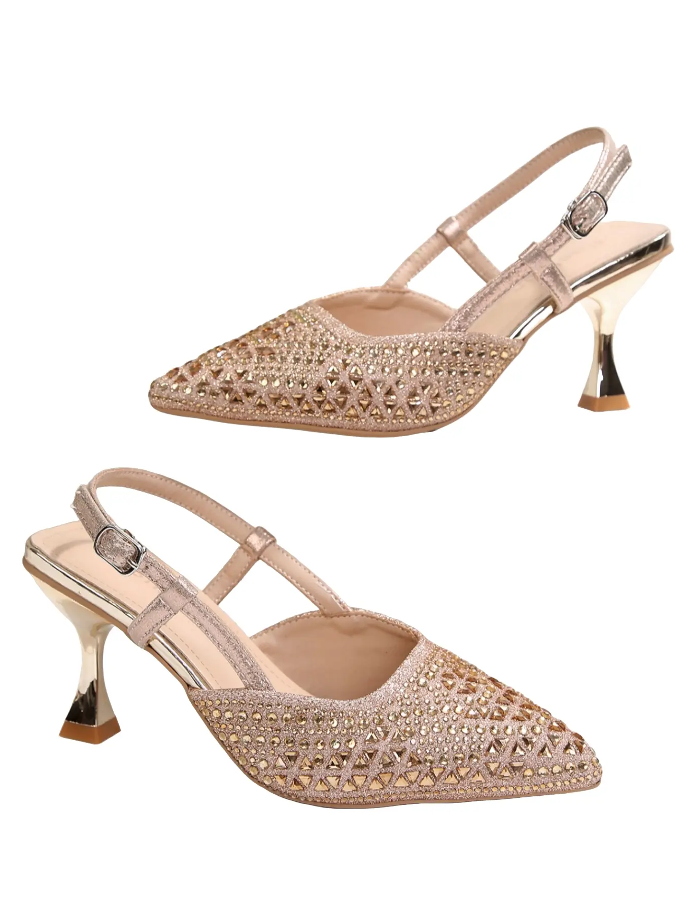 Crystal Rhinestone Slingback Wedding Heels, Comfortable Mid Heel, Bridal & Bridesmaid Women's Sandals for Wedding, Banquet & Special Occasions Footwear
